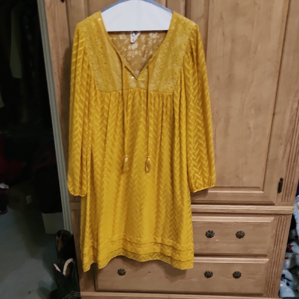 Yellow V-Neck Dress